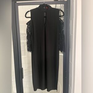 Elegant Black Lace Sleeve Dress